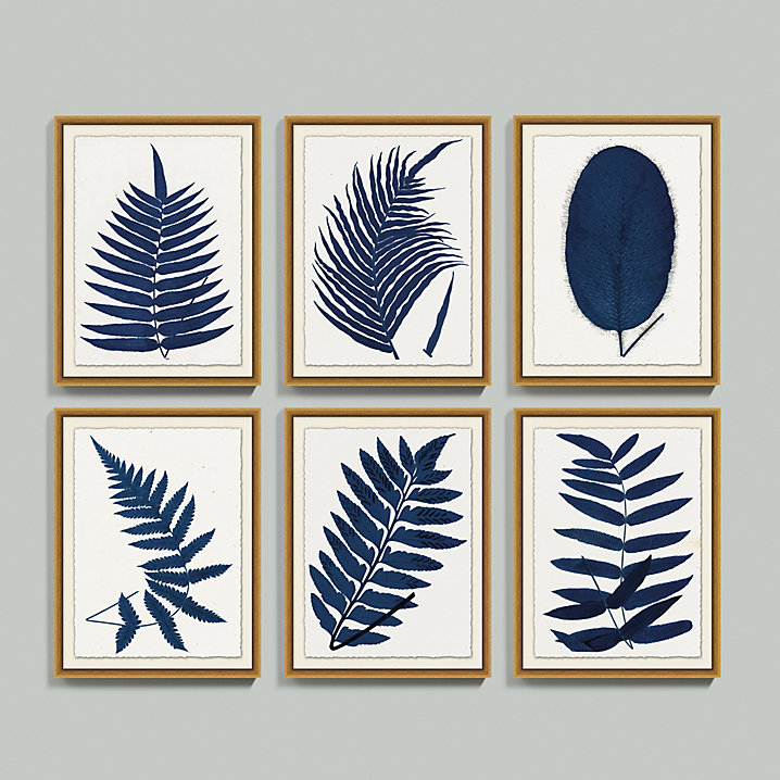 Indigo Fern Leaf Art