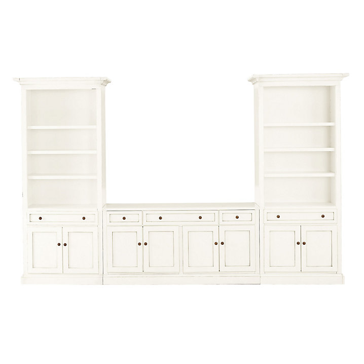 Casa Florentina Josephina 3-Piece Media Console with Cabinet Bookcases