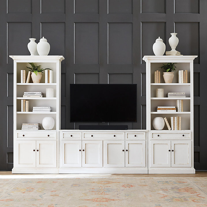 Casa Florentina Josephina 3-Piece Media Console with Cabinet Bookcases